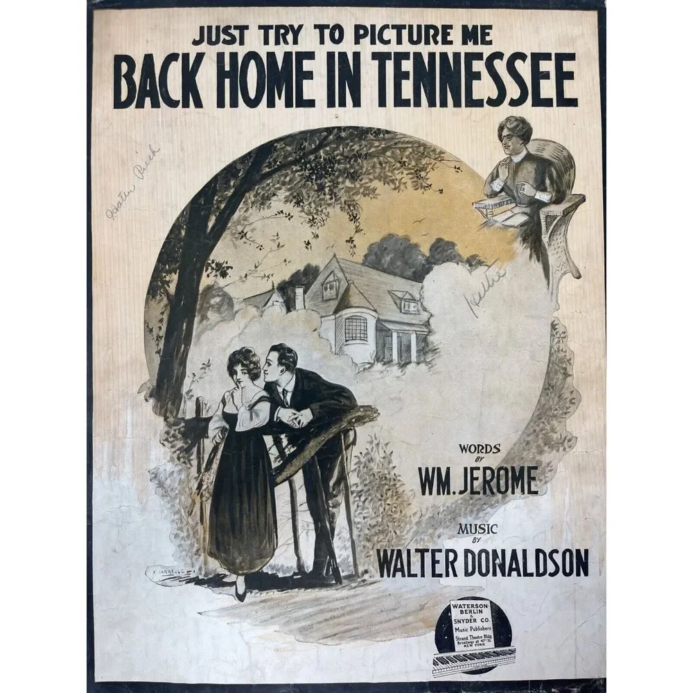 1915 Antique Just Try To Picture Me Back Home In Tennessee Sheet Music WM Jerome
